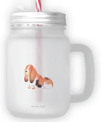 Produktbild von Mr. & Mrs. Panda Glas Hund Basset Hound - Transparent - Geschenk, Für Smoothies, Süß, mit deckel, Sprüche, Niedlich, Mason, Cocktailglas, Trinkglas