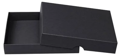 Produktbild von Faltschachtel 20,5 x 20,5 x 2,5 cm, Schwarz, mit Deckel, Recyclingkarton - 10er Set