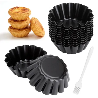 Immagine prodotto di Set di 12 stampi per mini tartelette, Acciaio al carbonio con rivestimento antiaderente, diametro 2,5 pollici