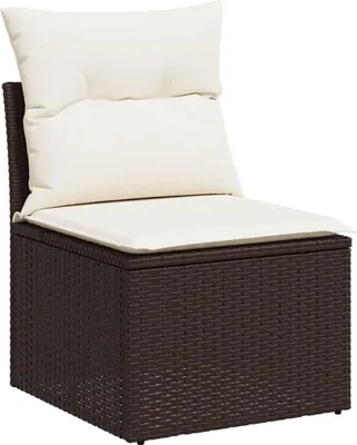 Produktbild von vidaXL Gartensessel ohne Armlehnen mit Kissen Braun Poly Rattan