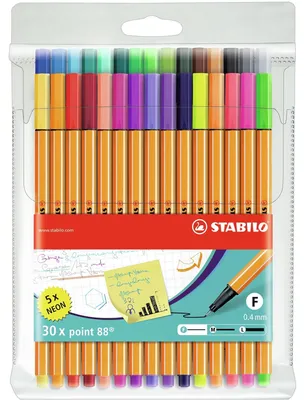 Produktbild von STABILO Fineliner - point 88 - 30er Pack - 30 verschiedene Farben inkl. 5 Neonfarben