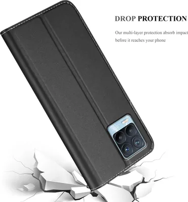 Immagine prodotto di Cadorabo custodia per cellulare per Realme 8 4G / 8 PRO custodia protettiva in nero Cover Etui Book Case Booklet