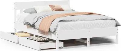 Image de vidaXL Lit en pin massif sans matelas blanc 140x200 cm