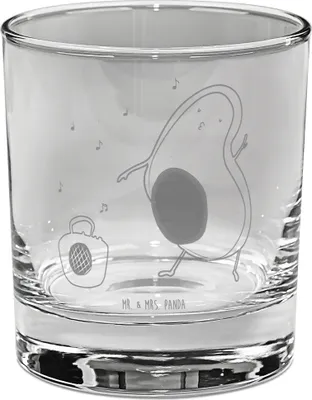 Produktbild von Mr. & Mrs. Panda Trinkglas Avocado Tanzen - Transparent - Geschenk, gravur glas, Singen, Tumbler, für Gin, Musik, Fröhlich, Party