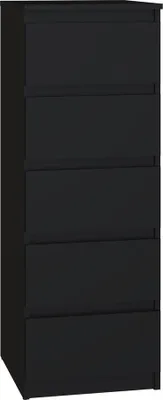Obrázok produktu pre Moderná veľká komoda s 5 zásuvkami – Malwa W5 | Farba: čierna | Rozmery: 40x45x111 cm