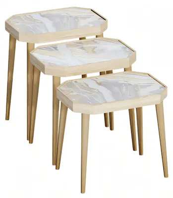 Immagine prodotto di Tavolino in legno Beige Moderno Elegante Set di tre