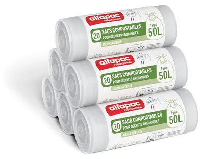 Kompostierbare Müllbeutel 50 l, 500 Stück (25 Rollen à 20 Beutel)