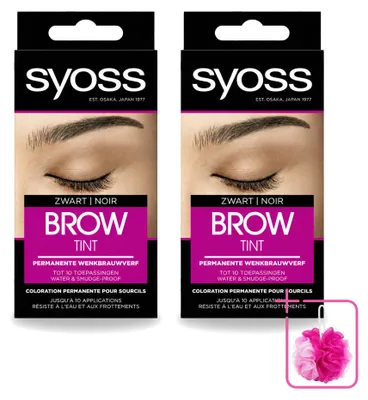 Obrázok produktu pre 2 x SYOSS Farba na obočie – Čierna – Trvalá farba – Balenie s 2 kusmi