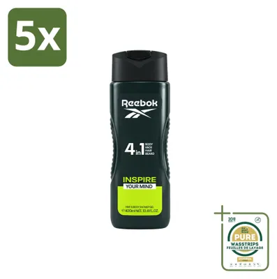 Imagen del producto de 5 unidades de gel de ducha Reebok "Inspire Your Mind" 4 en 1 - 400 ml - Paquete ahorro