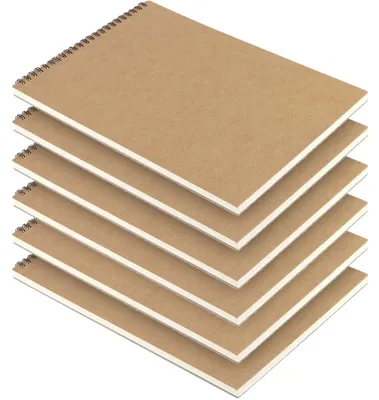 Image de Carnet de croquis A4 - Lot de 6 - 30 feuilles - Papier de 160 g/m² - Relié - Papier de haute qualité - Bloc de dessin