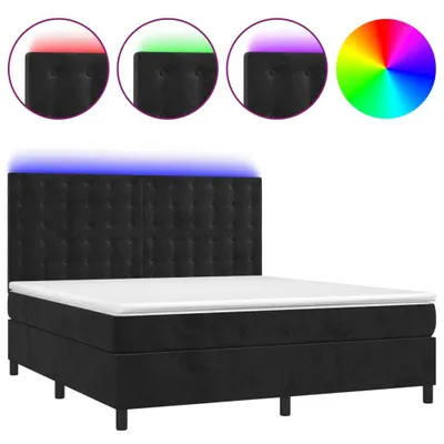 Produktbild von vidaXL Boxspringbett mit Matratze & LED Schwarz 180x200 cm Samt