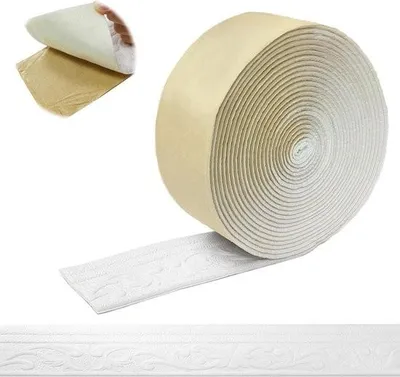 Obrázek produktu pro Samolepicí bílé dekorační lišty - 10 m x 8 cm x 5 mm - voděodolné - dekorační tapetové bordury na chodby a stropy