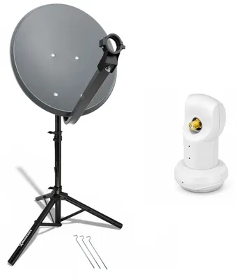Produktbild von PremiumX Camping SAT Anlage 60cm Antenne Single LNB Dreibein Stativ
