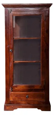 Immagine prodotto di MASSIVMOEBEL24 | vetrina in legno di Acacia 72x40x155 nougat laccato OXFORD #527