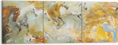 Produktbild von Bild auf Leinwand - Leinwandbild - 3 Teile - Pferde Galopp Modern - 150x50cm - Wand Bild - Wanddeko - Wandbilder - Leinwanddruck - Bilder - Wanddekoration - Leinwand bilder - Wandbild - CA150x50-4506