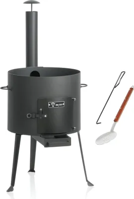 Produktbild von BBQ-Toro Kazan Ofen Ø 39,5 cm, Gulaschkessel mit Schaumlöffel, Schürhaken, Outdoor Ofen mit Rohr