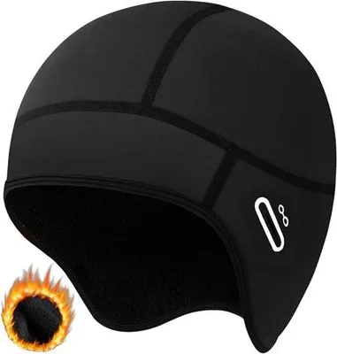 Zdjęcie produktu dla Ocieplane czapki sportowe pod kask – polar – zima – kask rowerowy – ochrona – czarny