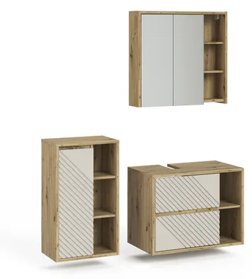 Immagine prodotto di Set di mobili da bagno Vicco Viola Rovere artigianale 3 parti, Model 61301