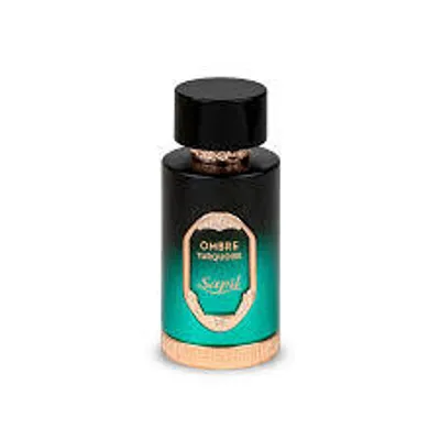 A bottle of Sapil Ombre Turquoise Eau De Parfum is shown against a white background.