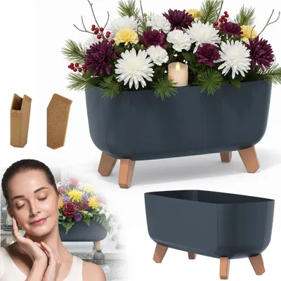 Immagine prodotto di Vaso per fiori per il cimitero Vaso decorativo su gambe Fiori Gracia 39 cm antracite