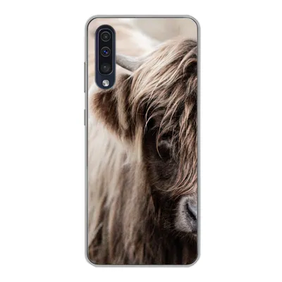 Produktbild von MuchoWow® Handyhülle Schutzhülle Hülle für Samsung Galaxy A30s Schottischer Highlander - Kuh - Vlies Silikon Softcase Handy Hülle - Karteninhaber
