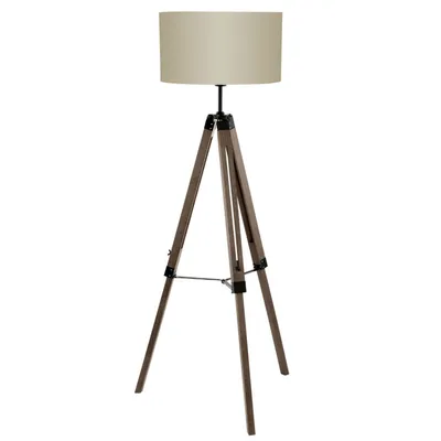 Zdjęcie produktu dla EGLO LANTADA, Szarobrązowy, Sypialnia, Salon, Biuro, Tkanina, Stal, Drewno, IP20, II, E27