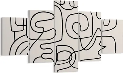 Produktbild von Bild auf Leinwand - Leinwandbild - 5 Teile - Linien Figuren Formen - 125x70cm - Wand Bild - Wanddeko - Wandbilder - Leinwanddruck - Bilder - Wanddekoration - Leinwand bilder - Wandbild - EA125x70-5121