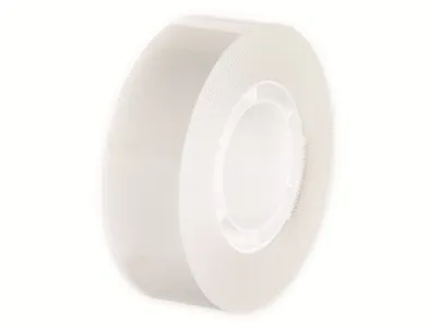 A roll of transparent tape on a white background.