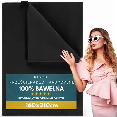 Produktbild von Estadi Traditionelles Bettlaken 160x210 cm 100% Baumwolle Schwarz