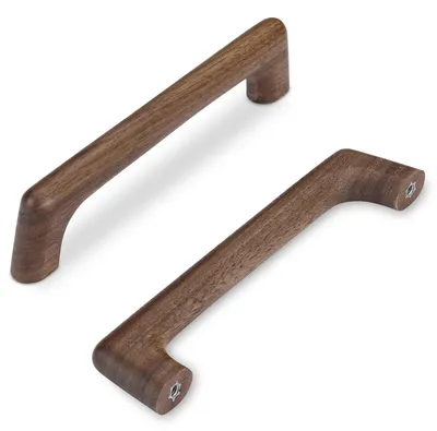 Productafbeelding van Solidchoice - Set van 6 Houten Meubelhendels met 128mm Gatenafstand
