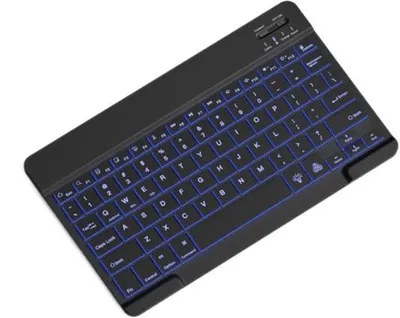 Productafbeelding van Klein, draagbaar, extern, draadloos Bluetooth-toetsenbord met achtergrondverlichting, geschikt voor Android-smartphones, tablets, iPads, iPhones, Windows Surface, draadloos oplaadbaar, zwart