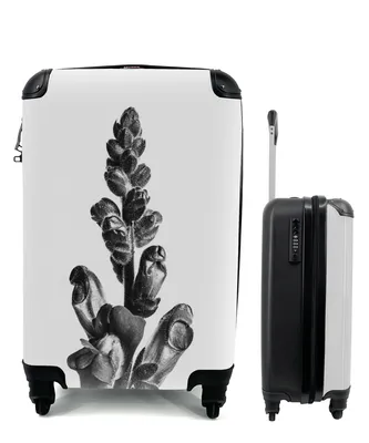 Produktbild von MuchoWow® Koffer Handgepäck Trolley Rollkoffer Kleine Reisekoffer mit 4 Rollen - Pflanze - Schwarz - Weiß - Abstrakt - Cabin Size < 55x40x23 cm & 55x40x20 cm - Fotokoffer - Kabinenkoffer - Boardgepäck - Reise-Box - Reisekoffer - Reisegepäck - Koffer mit Bild - Trolley für Kinder
