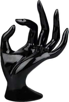 Produktbild von Handständer glatt und flach dekorativer Kunststoff ok Fingerständer Handmodell für Armbänder-Schwarz