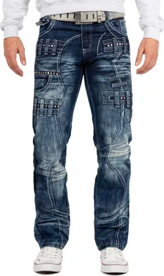 Produktbild von Kosmo Lupo Herren Regular Fit Jeans Stonewashed KM8002 Blue W32/L32