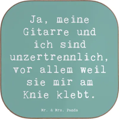 Produktbild von Mr. & Mrs. Panda Tassenuntersetzer Spruch Gitarre Freund - Meeresbrise - Geschenk, Liebe, Coaster, Untersetzer für Gläser, Abenteuer, Musikinstrument, Lernen, Akustik