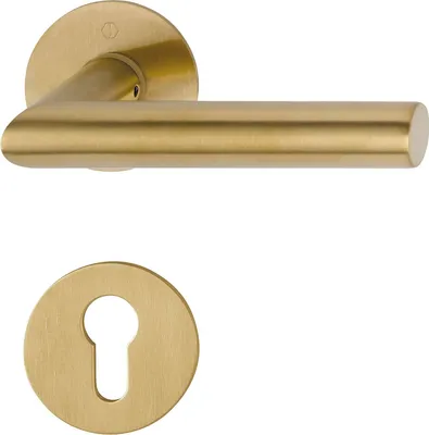 Produktbild von Hoppe Drückergarnitur Amsterdam - 2x Türklinke + 2x Flachrosette, rund PZ, Edelstahl Messing