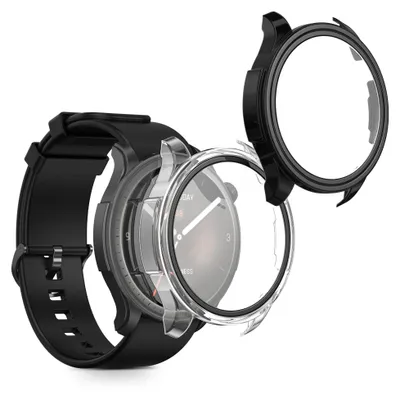 Produktbild von kwmobile 2x Glas Hülle für Huami Amazfit Balance A2286 Schutzhülle - Fullbody Fitnesstracker Case Set aus Glas - Transparent Schwarz