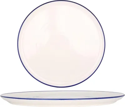 Zdjęcie produktu dla Talerz do pizzy Rinart - Niebieski brzeg - Porcelana - 32 cm