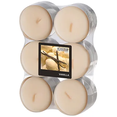 Produktbild von Papstar Maxi Duftteelichter, Vanilla, Ø 58 mm · 24 mm, "Flavour", 12 x 12 Stück