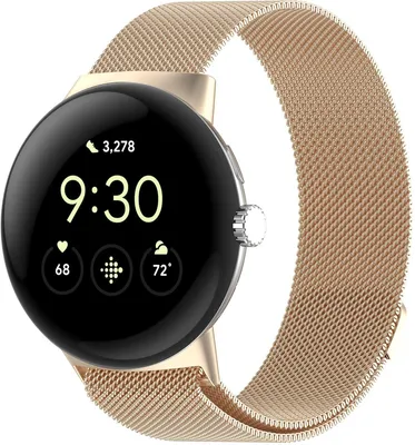 Produktbild von Stravo Milanaise-Armband für Google Pixel Watch 1/2/3/4 41 mm, Edelstahl, Magnetverschluss, verstellbar, Champagner