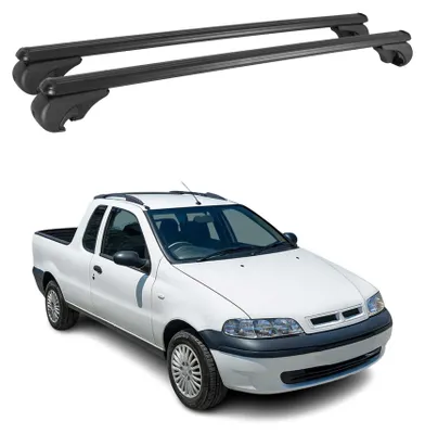 Image de Barres de toit Transversales pour Fiat Strada 2004-2024 Aluminium Noir