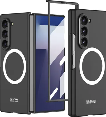 Produktbild von Handyhülle für Samsung Galaxy Z Fold 7 Hart PC Matt Schutzhülle mit Displayschutz und Magnetische Kompatibel mit Magsafe Schwarz
