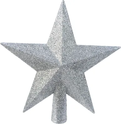 Produktbild von Christbaumspitze Stern mit Glitzer 19cm Kunststoff - Nebelblau