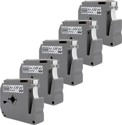 Produktbild von DULA Etikettenband - Kompatibel mit Brother P-Touch M-K121 - 5 Stück - Schwarz auf transparent - 9mm x 8m