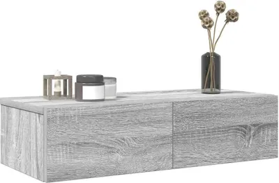 Zdjęcie produktu dla Maison Exclusive – półka ścienna z szufladami, szara Sonoma, 60 x 26,5 x 15 cm, materiał drewnopochodny