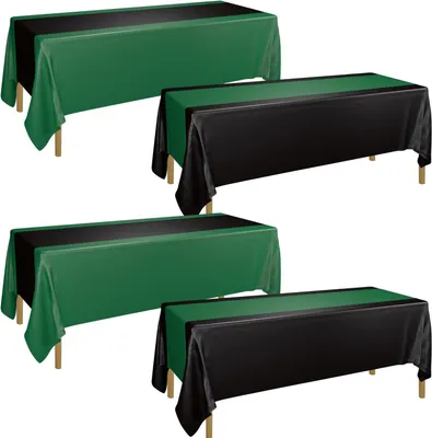 Obrázok produktu pre Obrusy, obdĺžnikové, 4 kusy, tmavozelené a čierne, 130 x 220 cm, vodeodolné, vhodné na párty