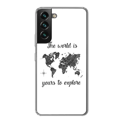 Produktbild von MuchoWow® Handyhülle Schutzhülle Hülle für Samsung Galaxy S22 Weltkarte - Schwarz - Sprichwörter Silikon Softcase Handy Hülle - Mobiltelefonhülle