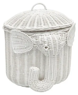 Imagen del producto de Cesta de mimbre con forma de elefante, hecha a mano, de 30x30 cm, ideal para habitaciones infantiles