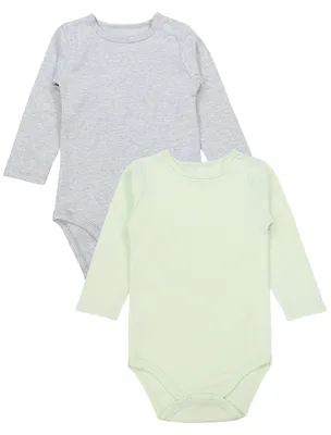 Produktbild von TupTam Baby Body Langarm – 5er Set Body Baby mit Motiv aus Baumwolle –  , Farbe: Grün_Grau melange, Größe: 56