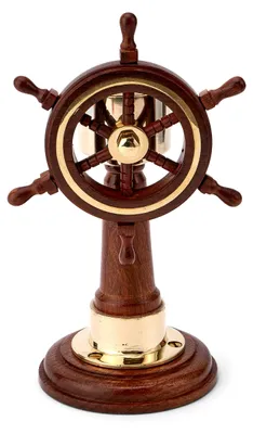 Steuerrad-Dekoration aus Holz/Messing, 15 cm, maritim